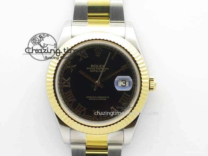 0213 AllSeason DateJust II 116333 SS YG 41mm EW Best Edition Black Dial Gold Roman Markers On SS Bracelet A 3826